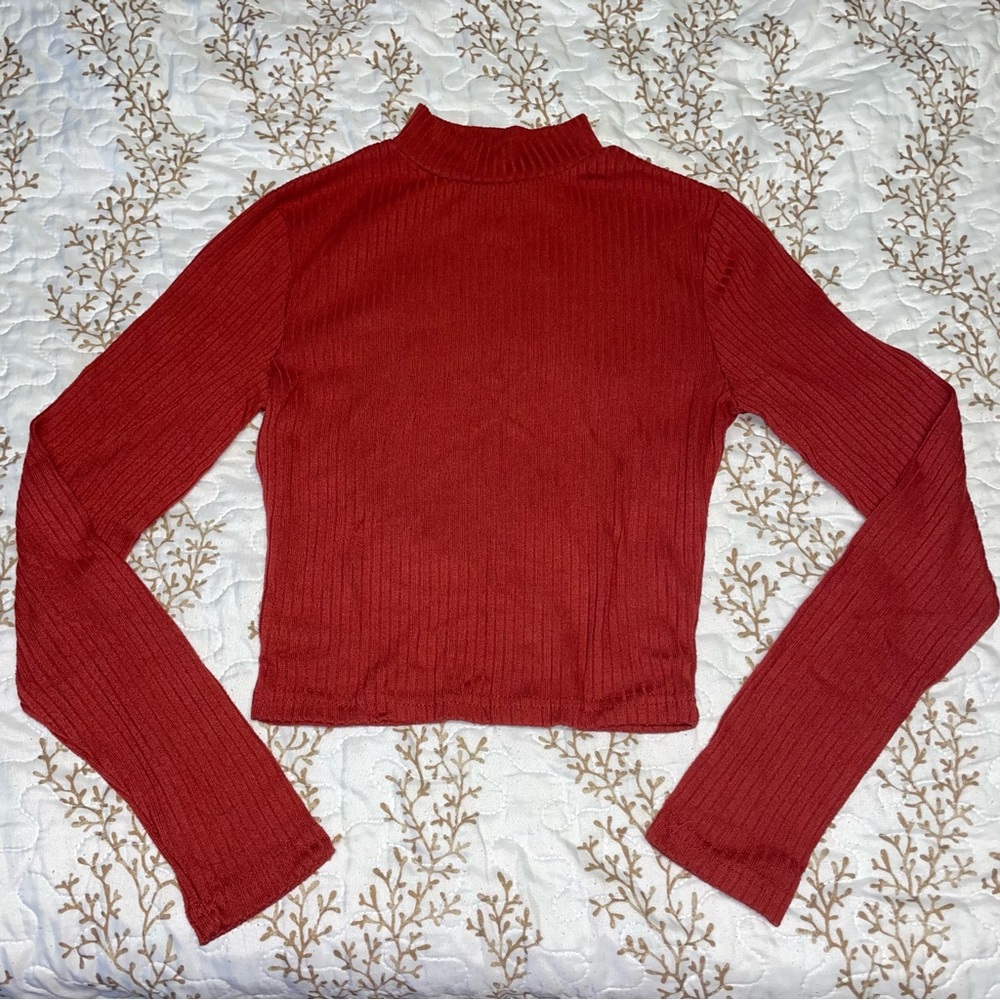 All about eve Australian rusty red cropped long sleeve sweater size 4